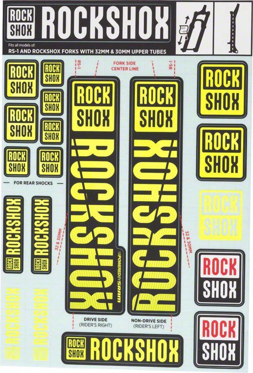 ROCKSHOX DECAL KIT 30/32/RS1 NE01 YELLOW