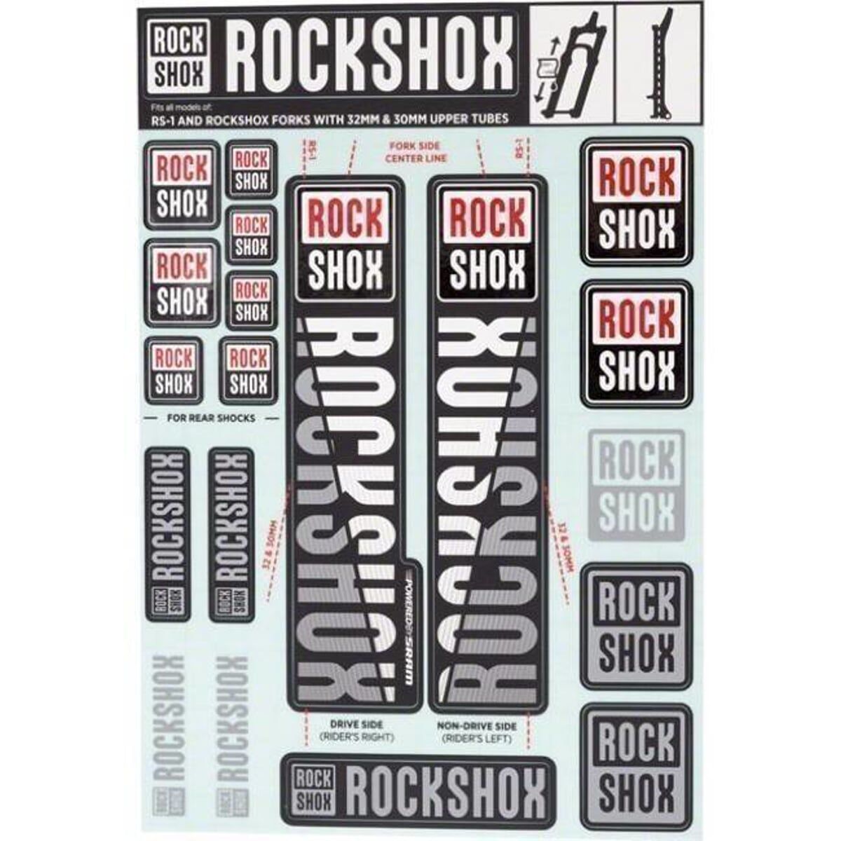  ROCKSHOX DECAL KIT 30/32/RS1 WHITE